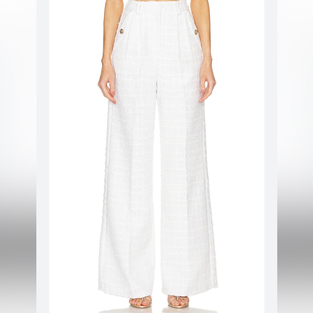 Amanda Uprichard Jane Pants in Kerrigan White Tweed Wide Leg Pants - Picture 5 of 12
